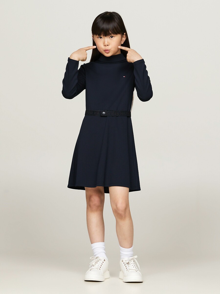 TOMMY HILFIGER<br>Vestido com gola alta e mangas compridas