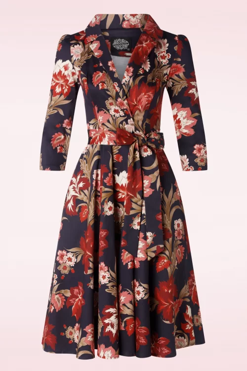 Hearts & Roses Lydia swing jurk in blauw