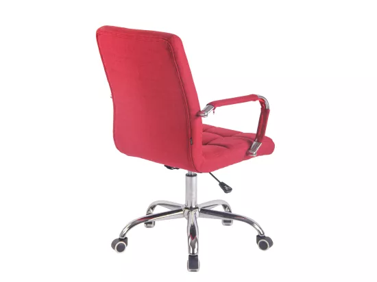 Chaise de bureau - Tissu & Métal chromé - Rouge - Deli