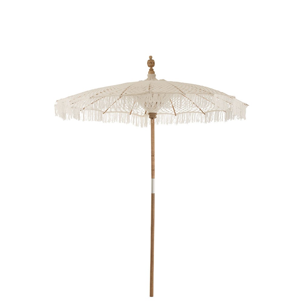 Parasol macrame en coton blanc avec support grande taille