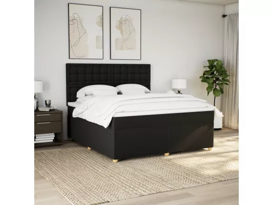 Sommier à lattes de lit avec matelas Noir 180x200 cm Tissu