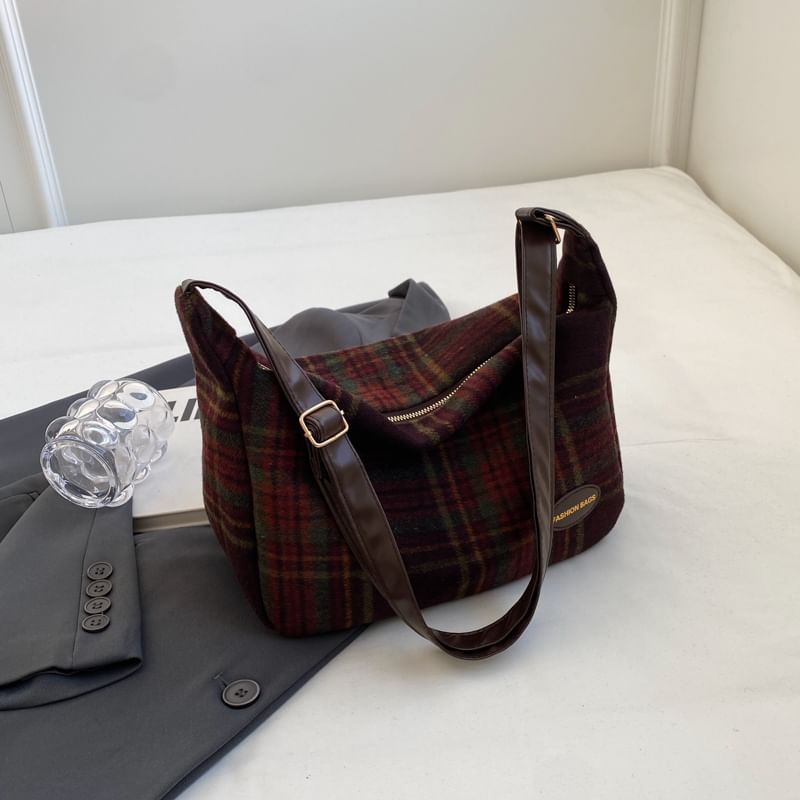 Indenis - Geruite Crossbody Tas / Tas Charm / Set