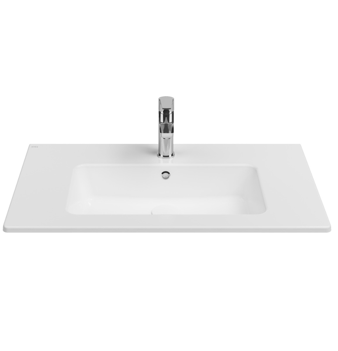 Isvea Sistema T inbouw wastafel met kraangat 80cm wit glans