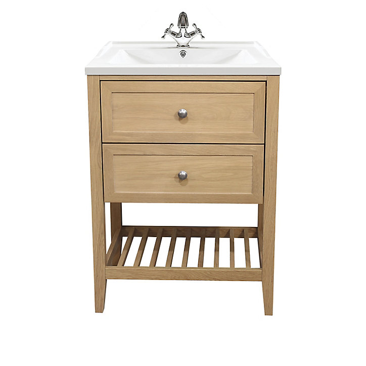 Meuble sous vasque à poser GoodHome Perma chêne 60 cm
