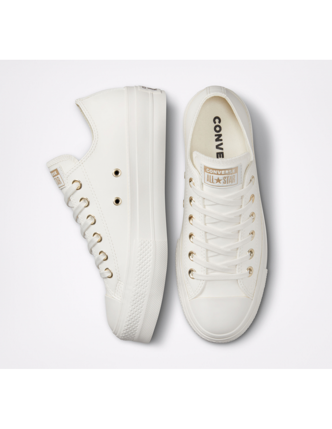 converse sneakers compensées basses femme lift ox simili cuir blanc