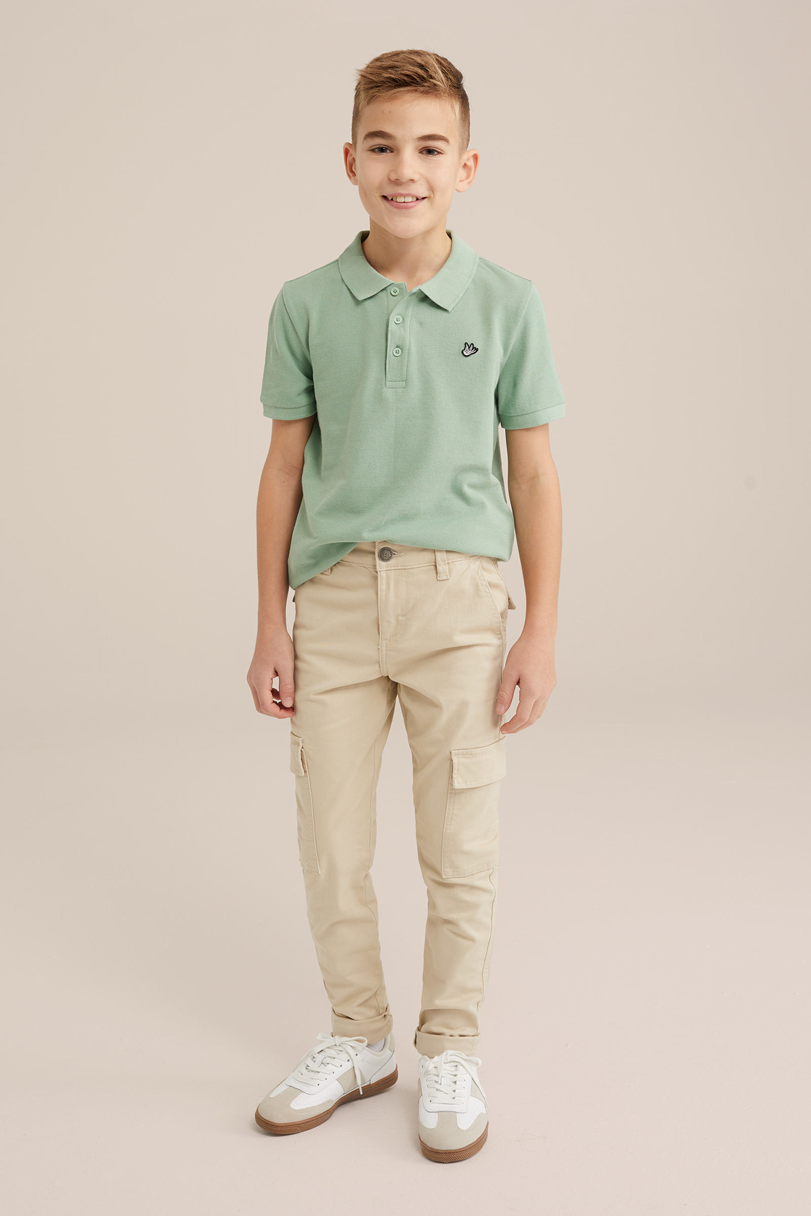 Jongens slim fit cargobroek WE Fashion Beige