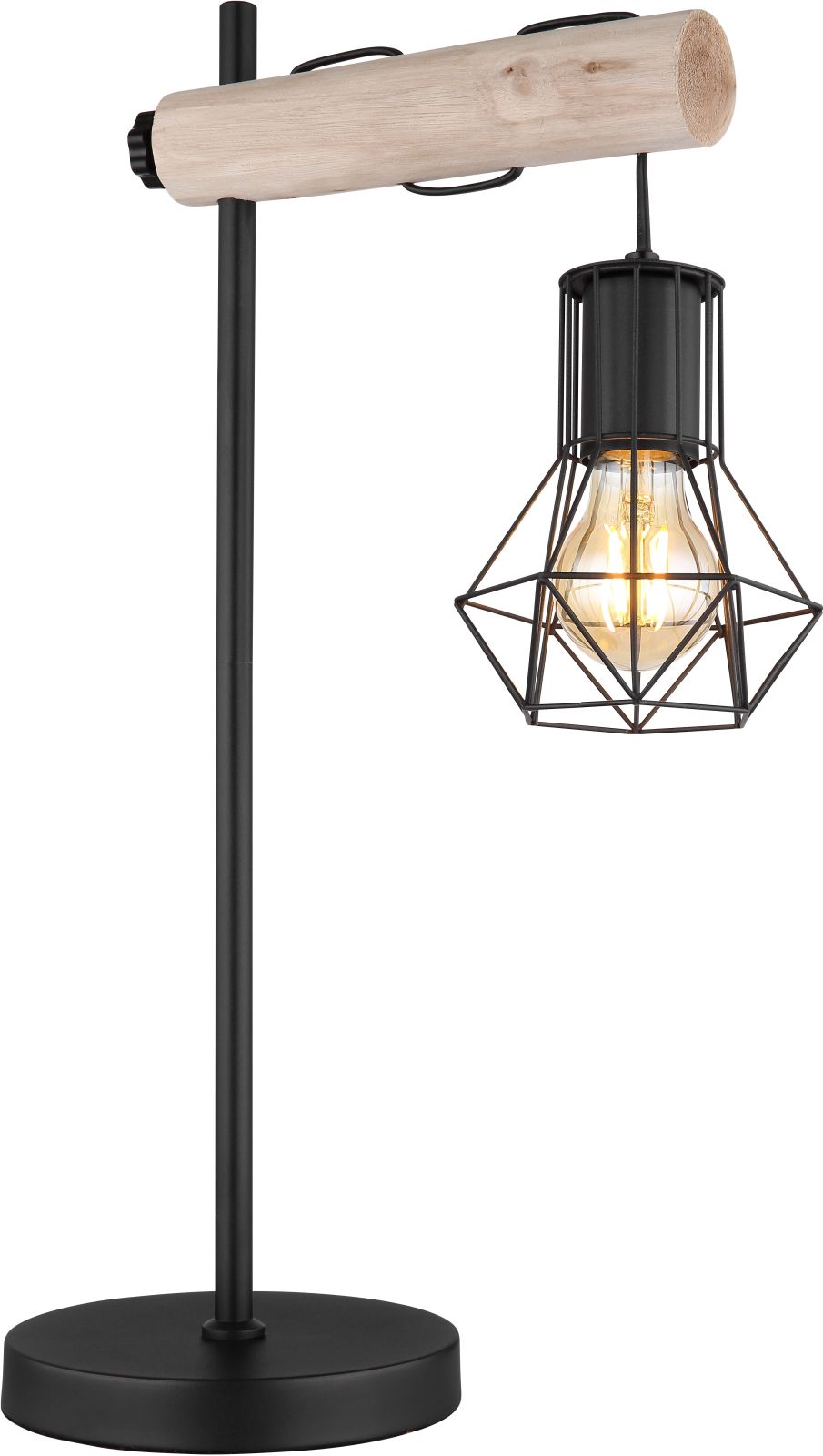 Tischleuchte - schwarz matt - Holz - 33 cm breit