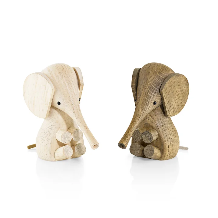 Lucie Kaas - Gunnar Flørning Baby Elefant Holzfigur, H 11 cm / Eiche geräuchert
