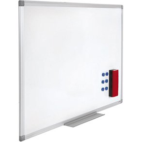Tableau blanc juvénilia émaillé magnétique ultra résistant tôle acier lisse auget 30cm kit fixation inclus 60x90cm