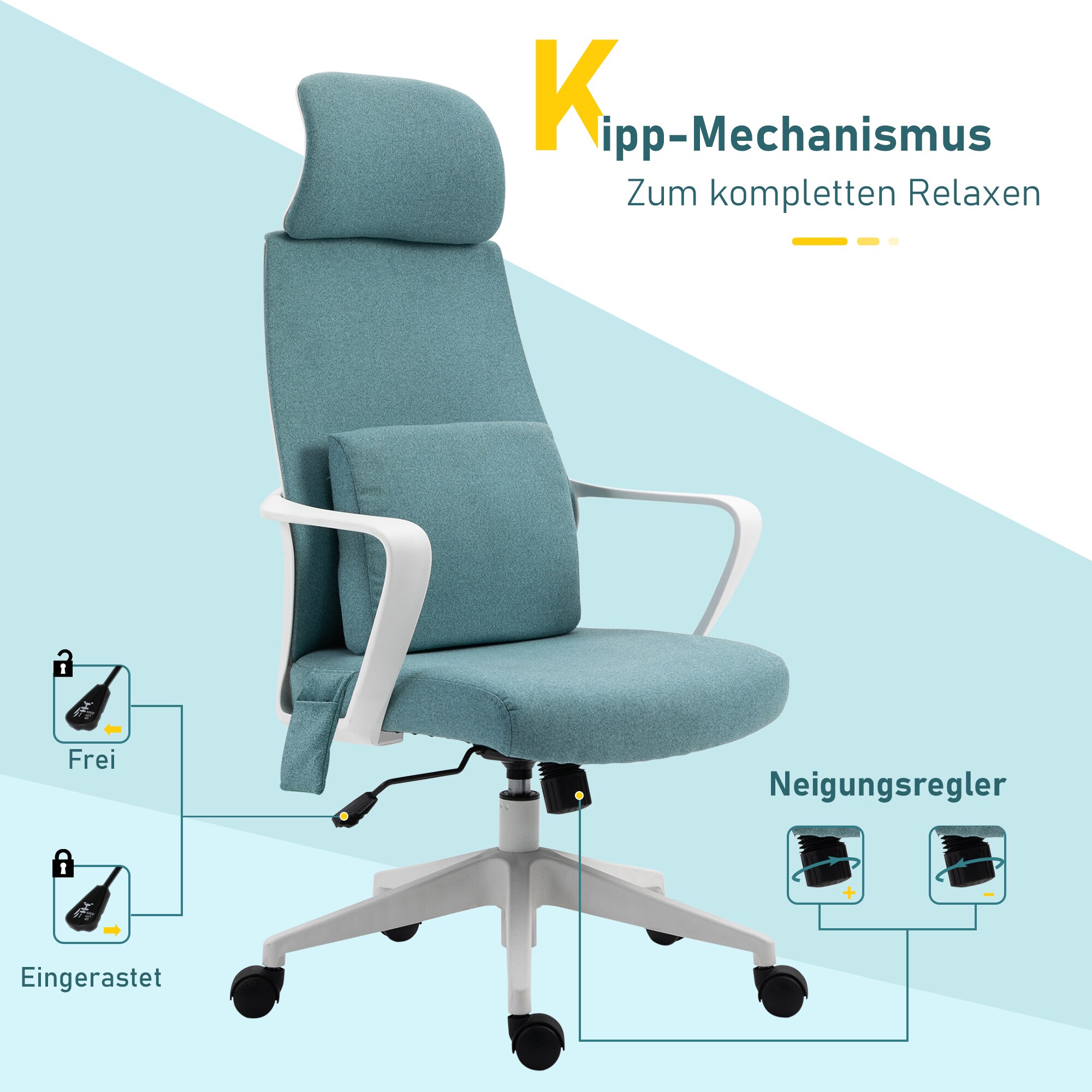 Vinsetto Bürostuhl mit Massagefunktion 62 x 60 x (113-123) cm (BxTxH)