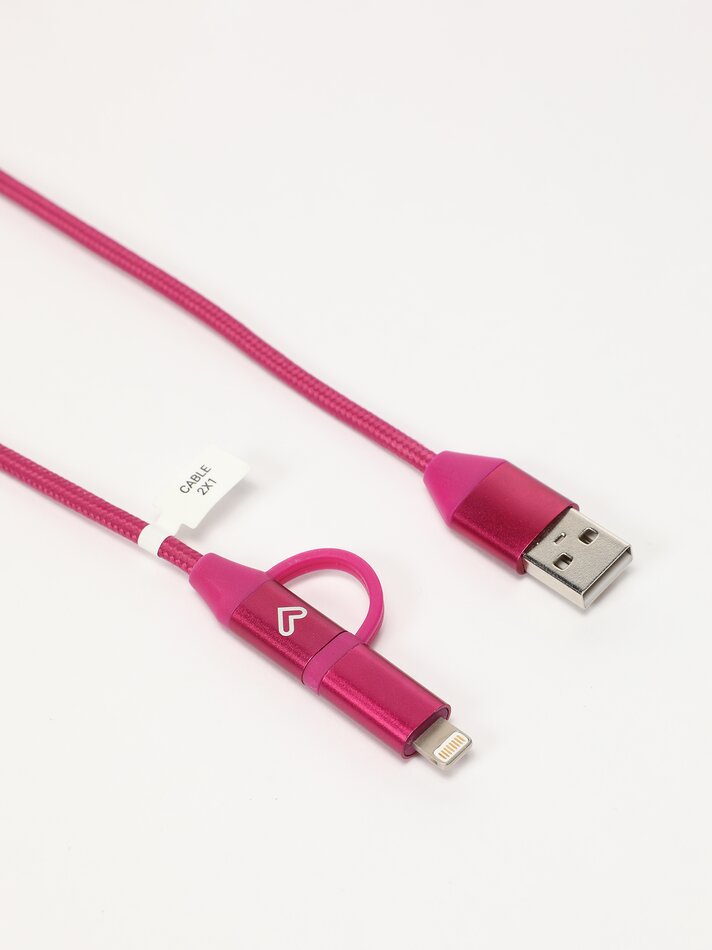 Cabo Lightning/USB-C para USB-A com duas pontas - Framboesa