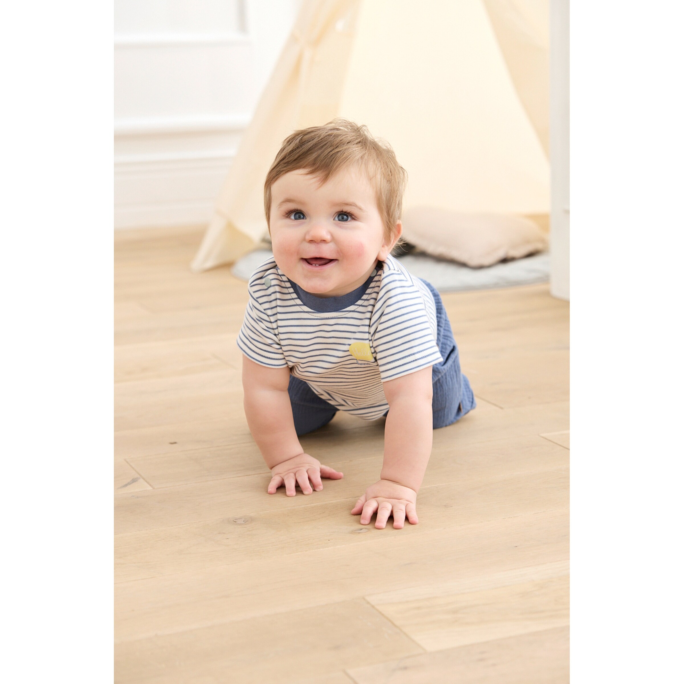 Bornino - Tiny Friends T-Shirt Ringel blau/natur