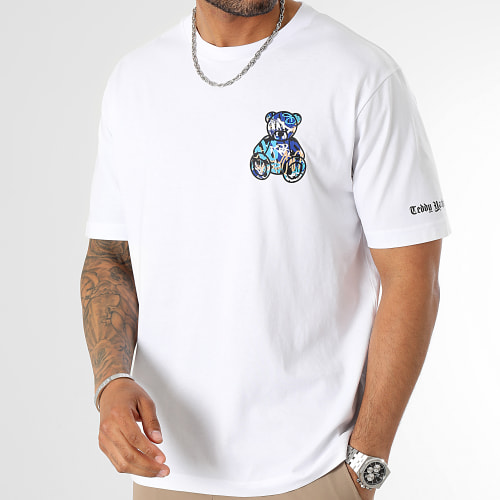 Tee Shirt Oversize Large Art Series Blue Front Blanc