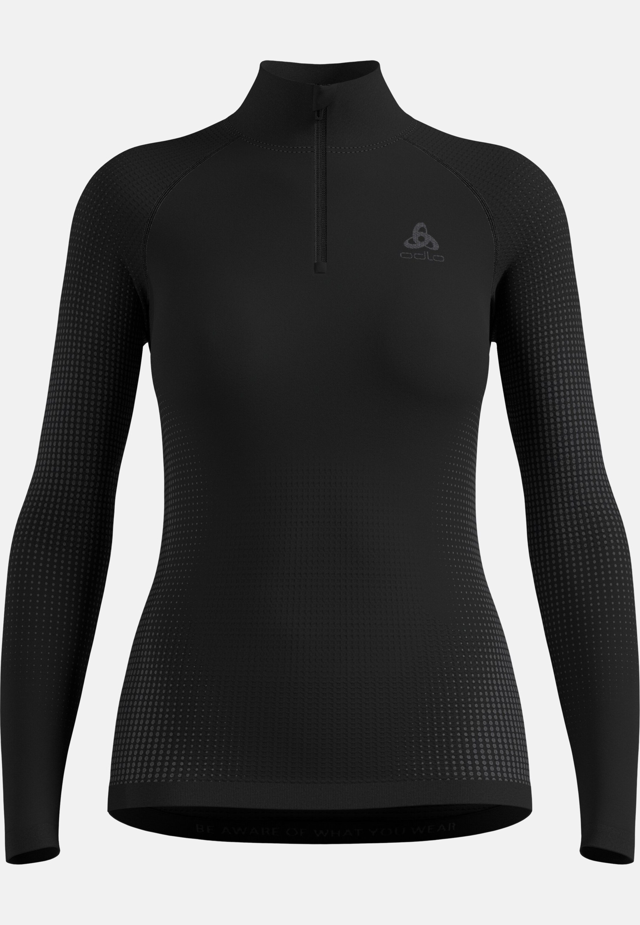Performance Warm Base Layer Half Zip in black - odlo graphite grey