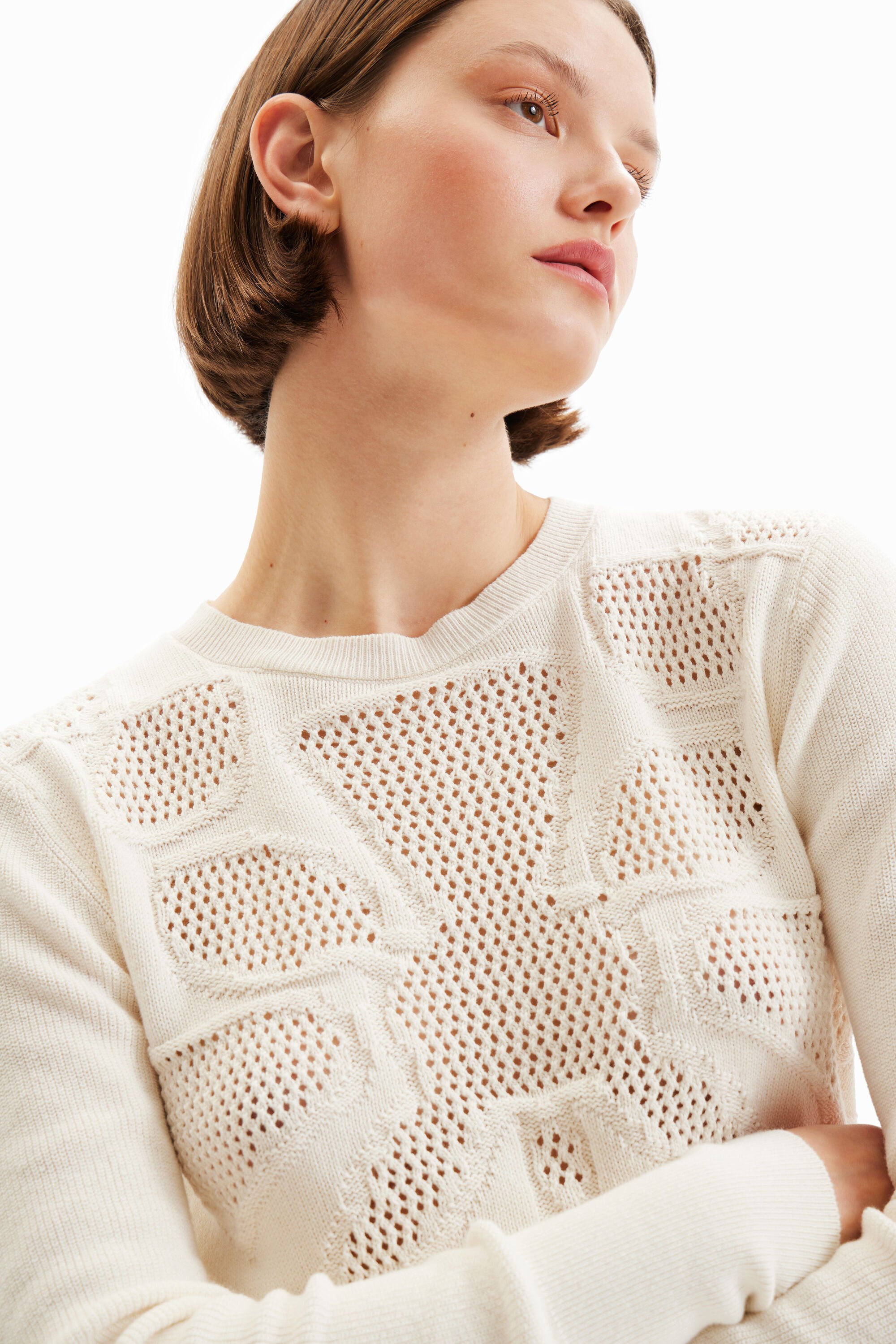 Pull motifs ajourés fleur