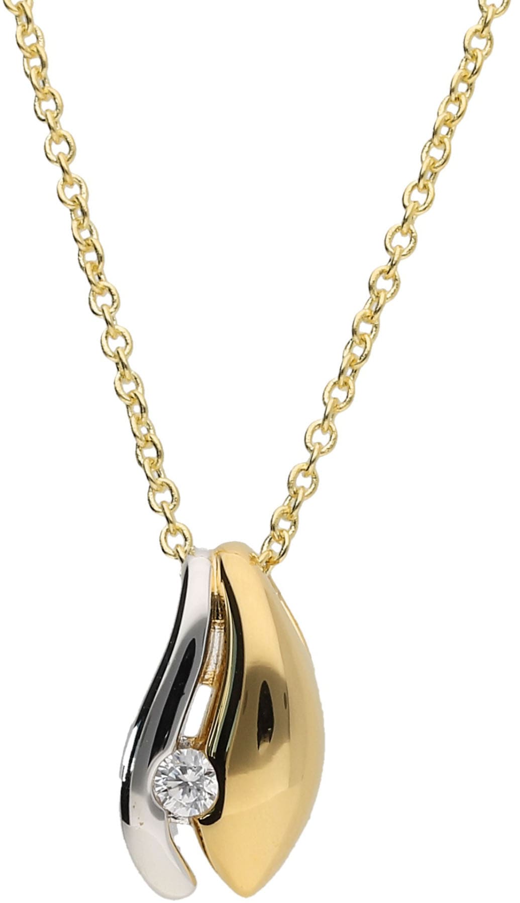 Firetti Kette mit Anhänger »Schmuck Geschenk Halsschmuck Halskette Kette Solitär bicolor« mit Zirkonia (synth.)