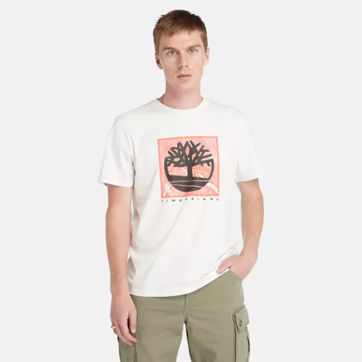 T-shirt à motif sur le devant pour homme en blanc
