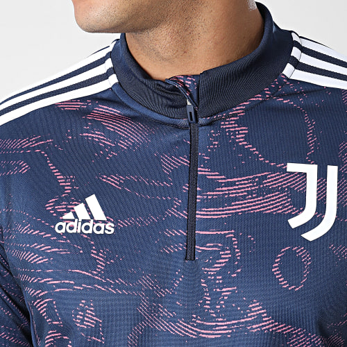 Tee Shirt Manches Longues A Bandes Juventus HC3283 Bleu Marine Rose