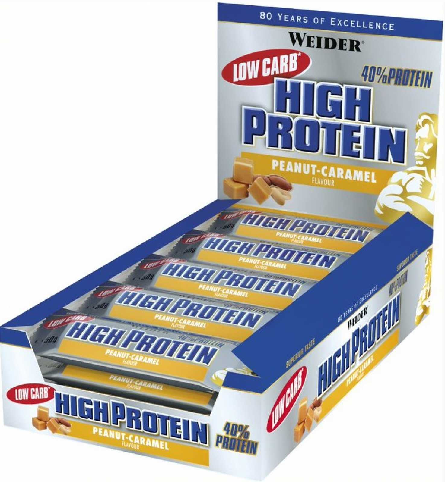 Barra Weider com 40% de baixo teor de carboidratos e alto teor de proteína, 50g