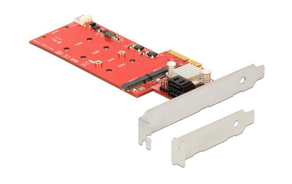 RAID-Controller PCI-Ex4 - M.2, 2portPCI Express Karte mit zwei M.2 NGFF Slots & zwei SATA-Anschlüsse