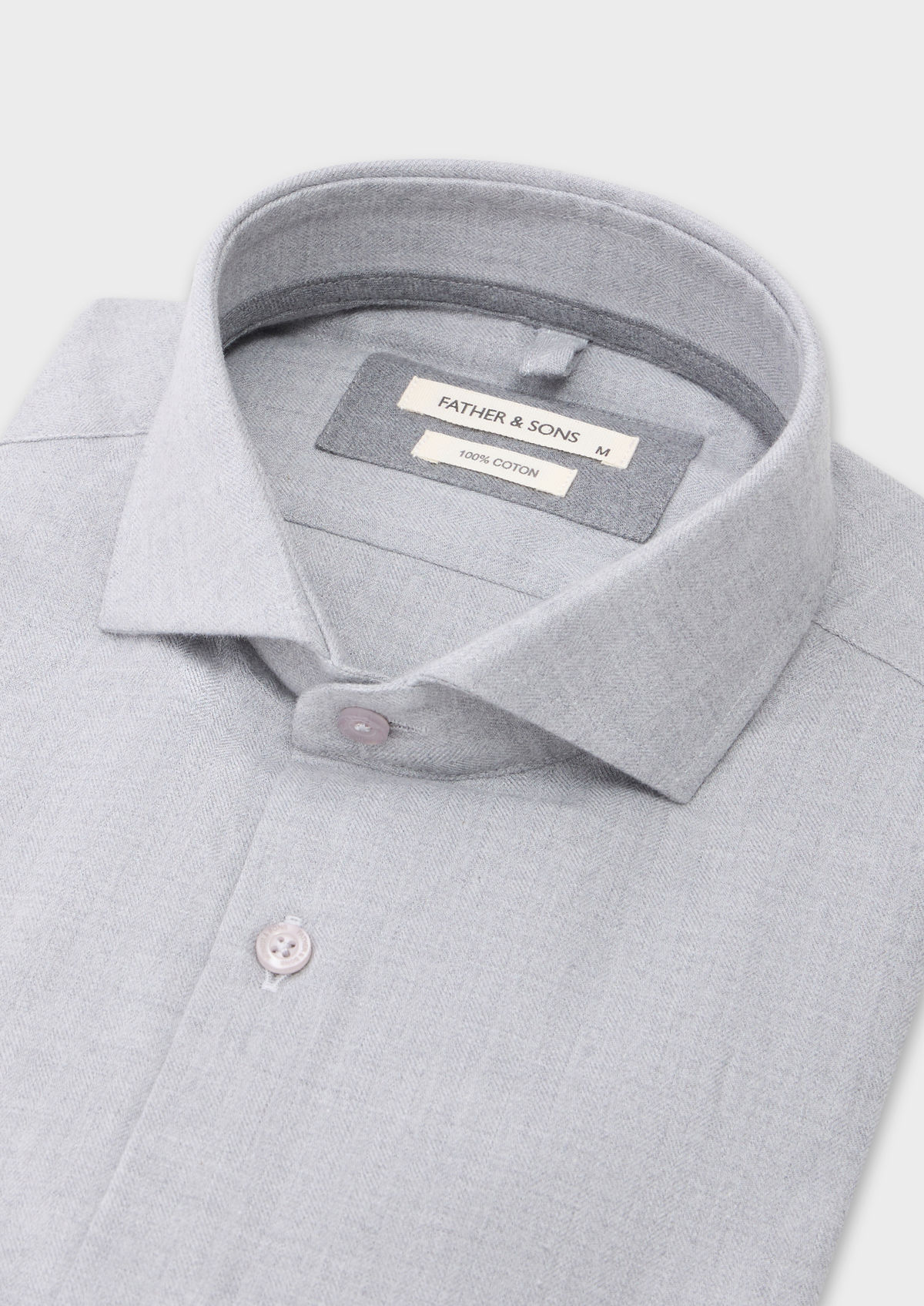 Chemise sport Slim en coton chevron uni gris perle
