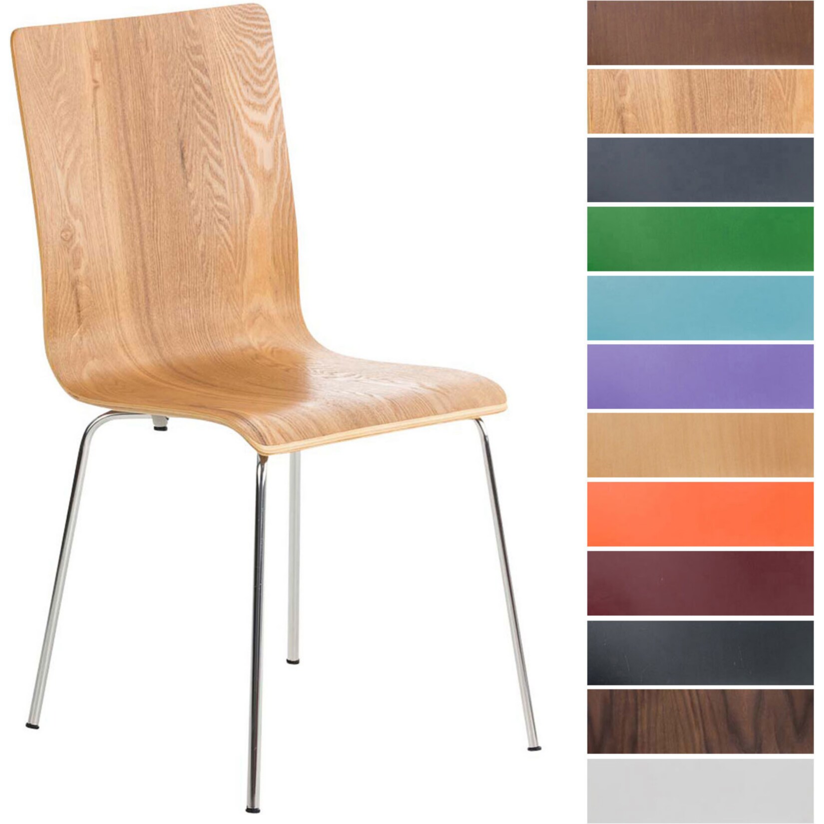 CLP Besucherstuhl Pepe I Ergonomisch Geformter Lehnstuhl Mit Holzsitz I Stabiles Metallgestell I Komfort Und Stil Mit Robuster Konstruktion
