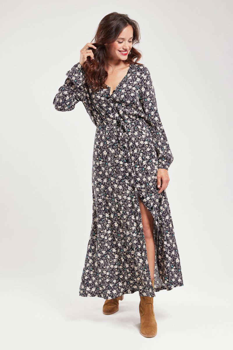 Robe longue fleurie - cupro