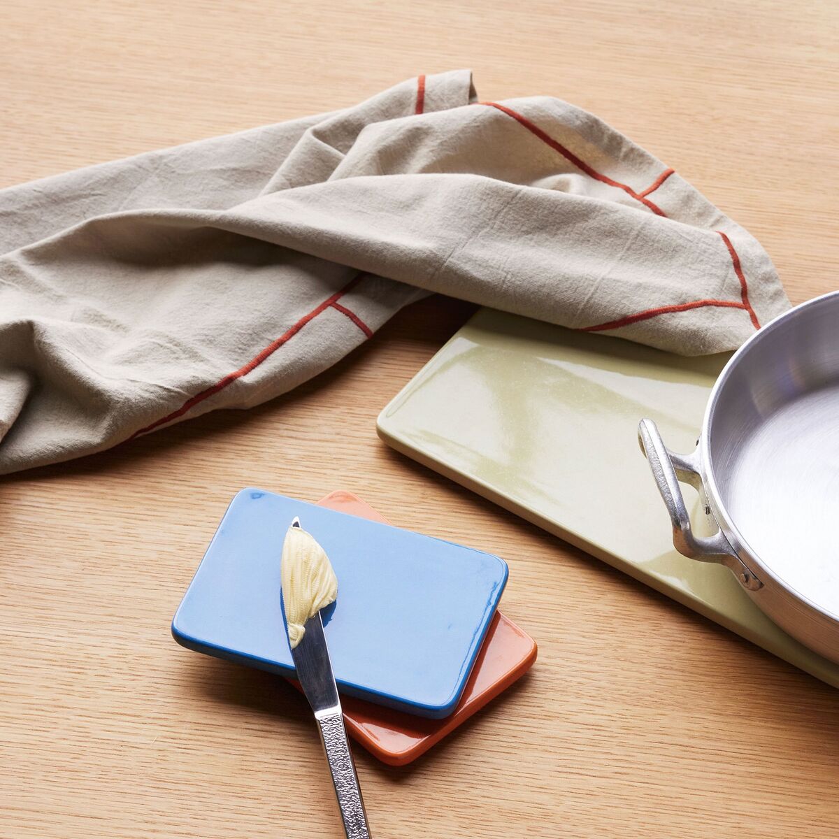 Easypeasy kjøkkenhåndkle, beige/rød