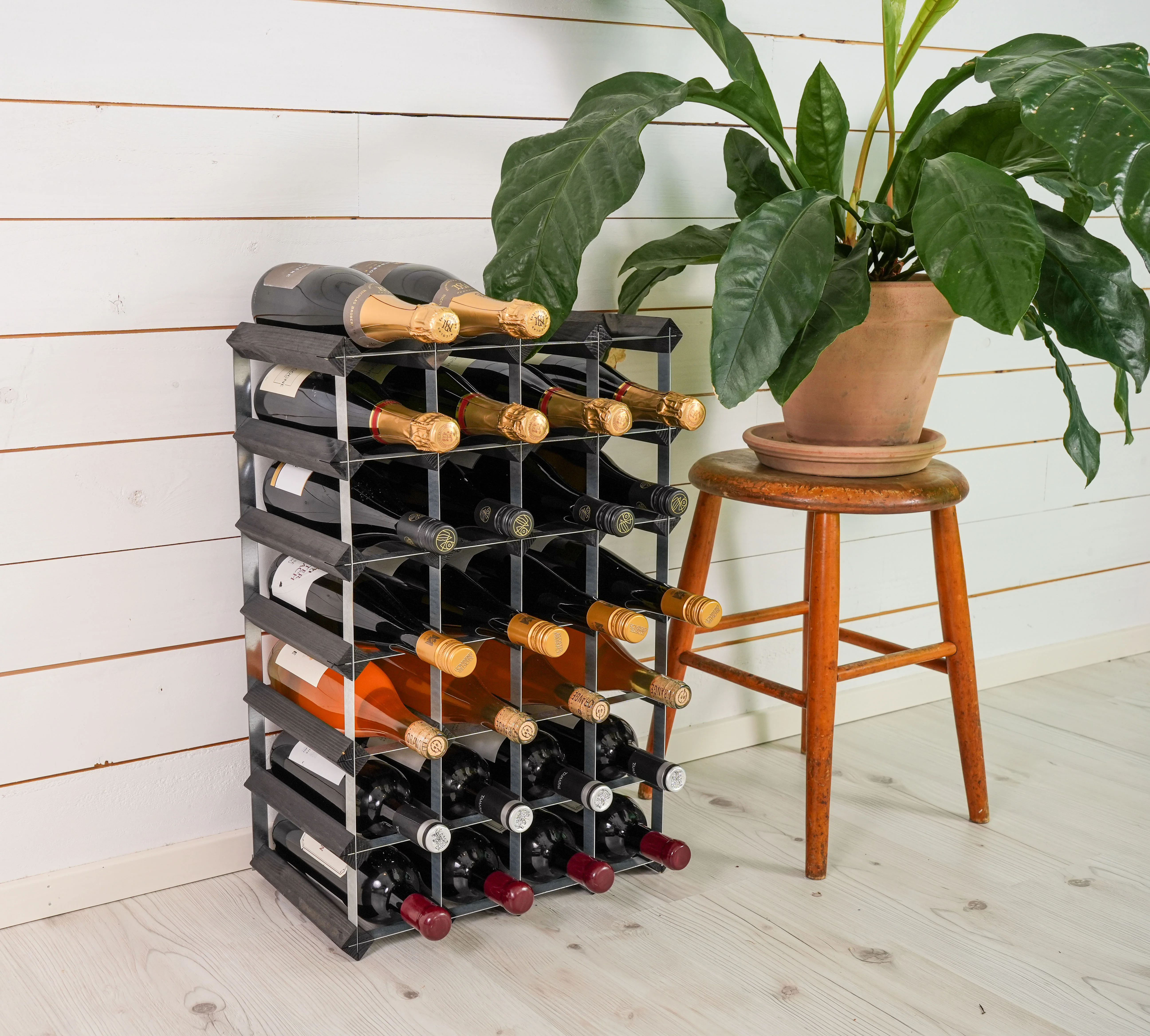 Traditional Wine Rack  Vinreol, 30 flasker - sort ask