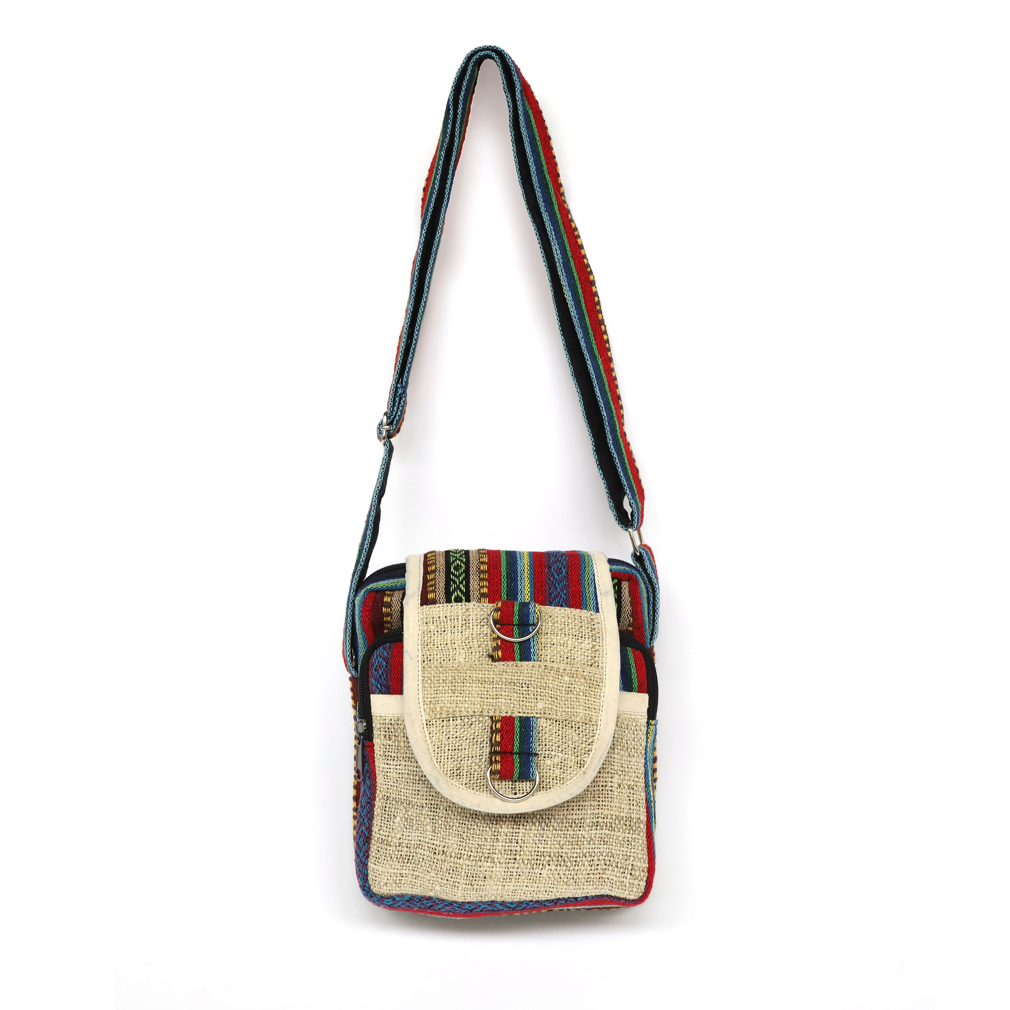 Umhängetasche 'Hanf', natur-multicolor, H 20 cm, B 16 cm, L 8 cm günstig bestellen