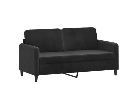Canapé 2 places avec oreillers décoratifs noir 140 cm velours