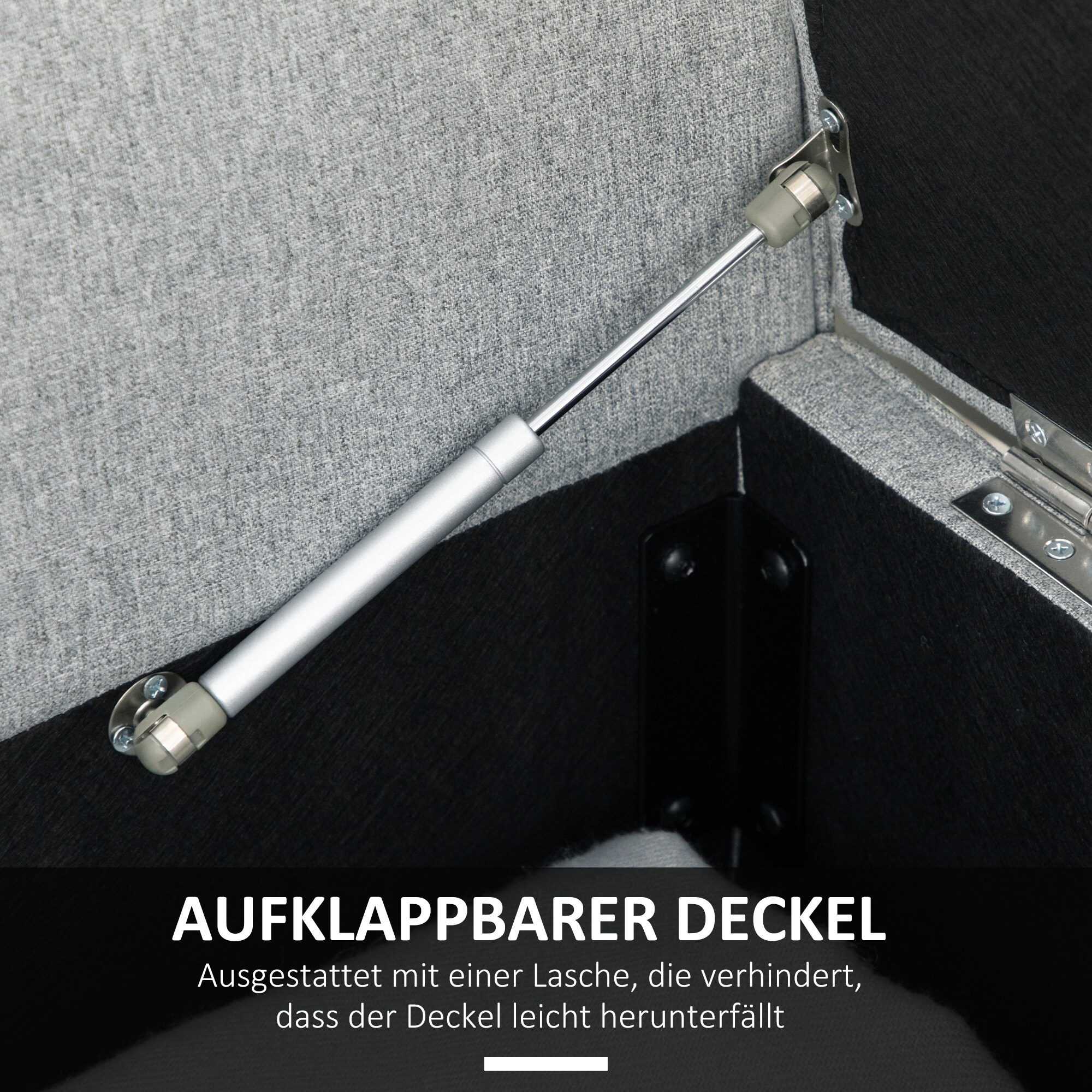 HOMCOM Sitzbank mit verstecktem Stauraum grau 140L x 49B x 68H cm