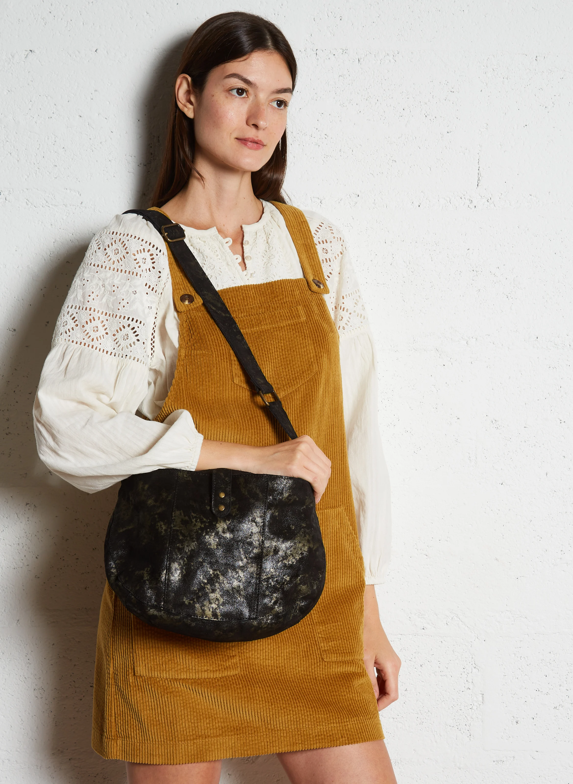 NITA - Sac bandoulière en cuir| Gris