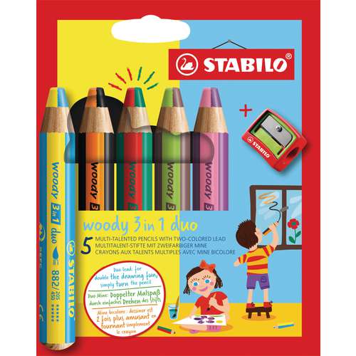 STABILO® Buntstifte woody 3in1 duo mit Spitzer