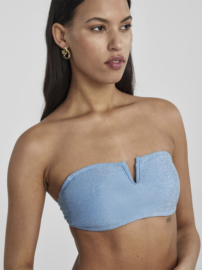 Pieces PCBLING BIKINI BANDEAU TOP LUREX SW Alaskan blue/silver lurex