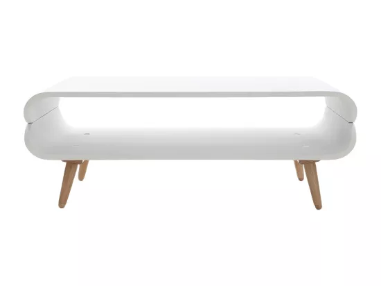 Table basse rectangulaire scandinave blanc et bois clair L118 cm TAKLA