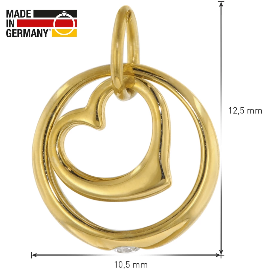trendor Taufring mit Zirkonia und Herz Gold 585  14K gold