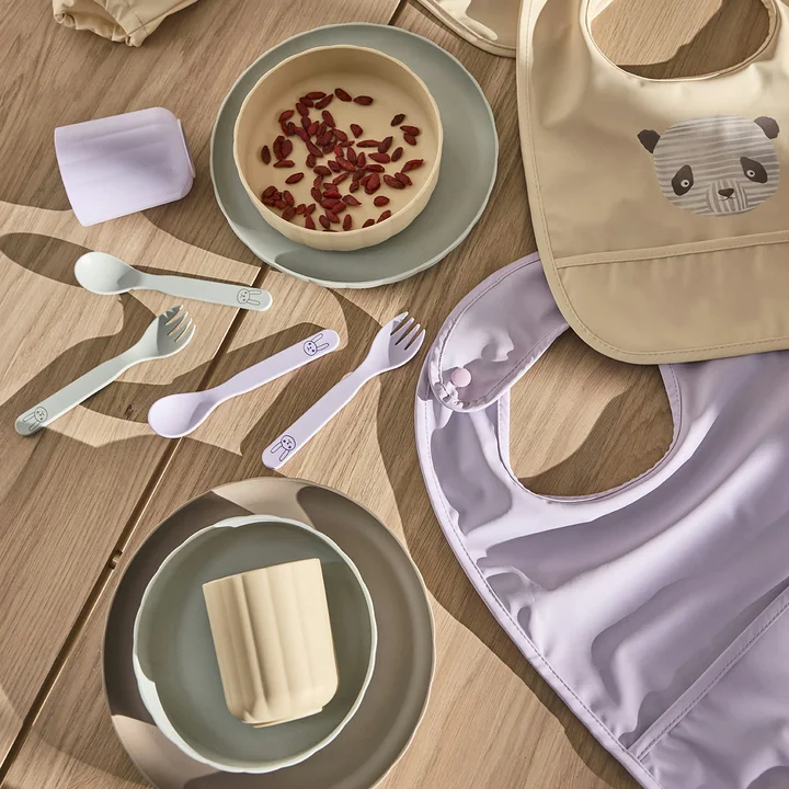 OYOY Mini - Pullo Kindergeschirr-Set, pale mint / vanilla / lavender (3-tlg.)