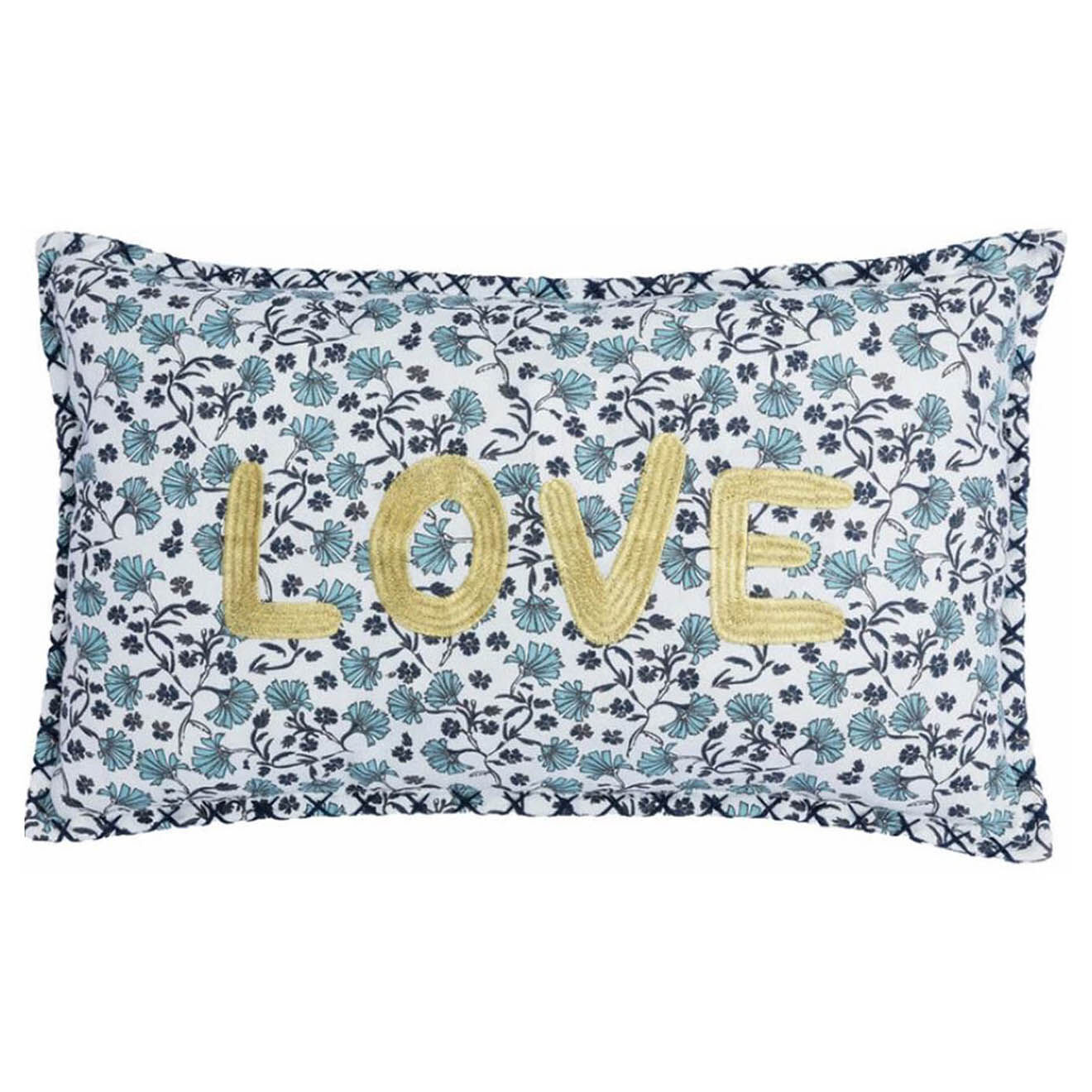 Febronie Housse de coussin Delhi Love bleu - 50x30 cm