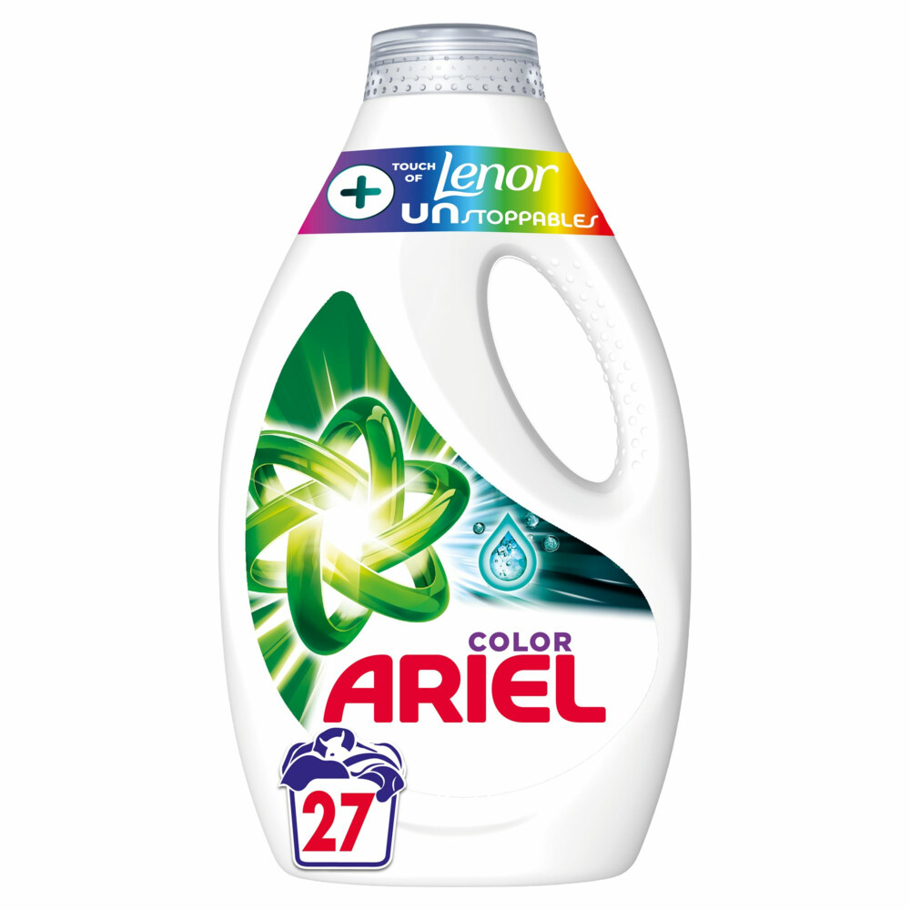 Ariel Color Vloeibaar Wasmiddel+ Lenor Unstoppables 27 Wasbeurten1215 ml