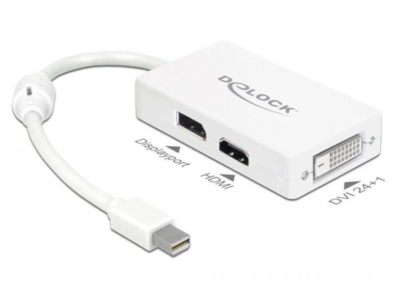 Delock Multiadapter Mini-DisplayPort - DVI-D/DisplayPort/HD Adapterkabel, Mini-DisplayPort-Stecker auf DisplayPort/HDMI/DVI-I