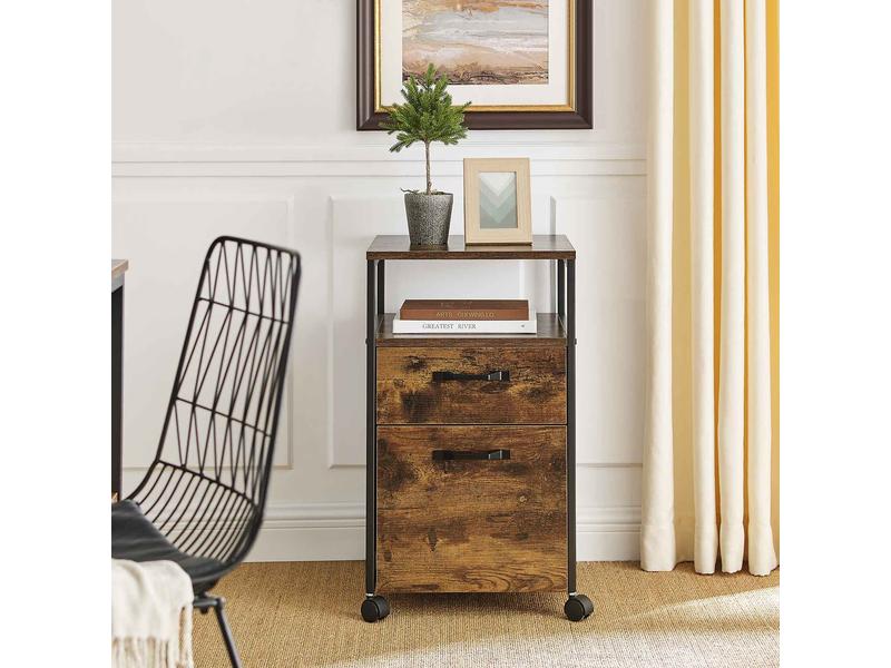 VASAGLE Multifunktionswagen mit 2 Schubladen 41 x 66 cm Büroschrank auf Rollen