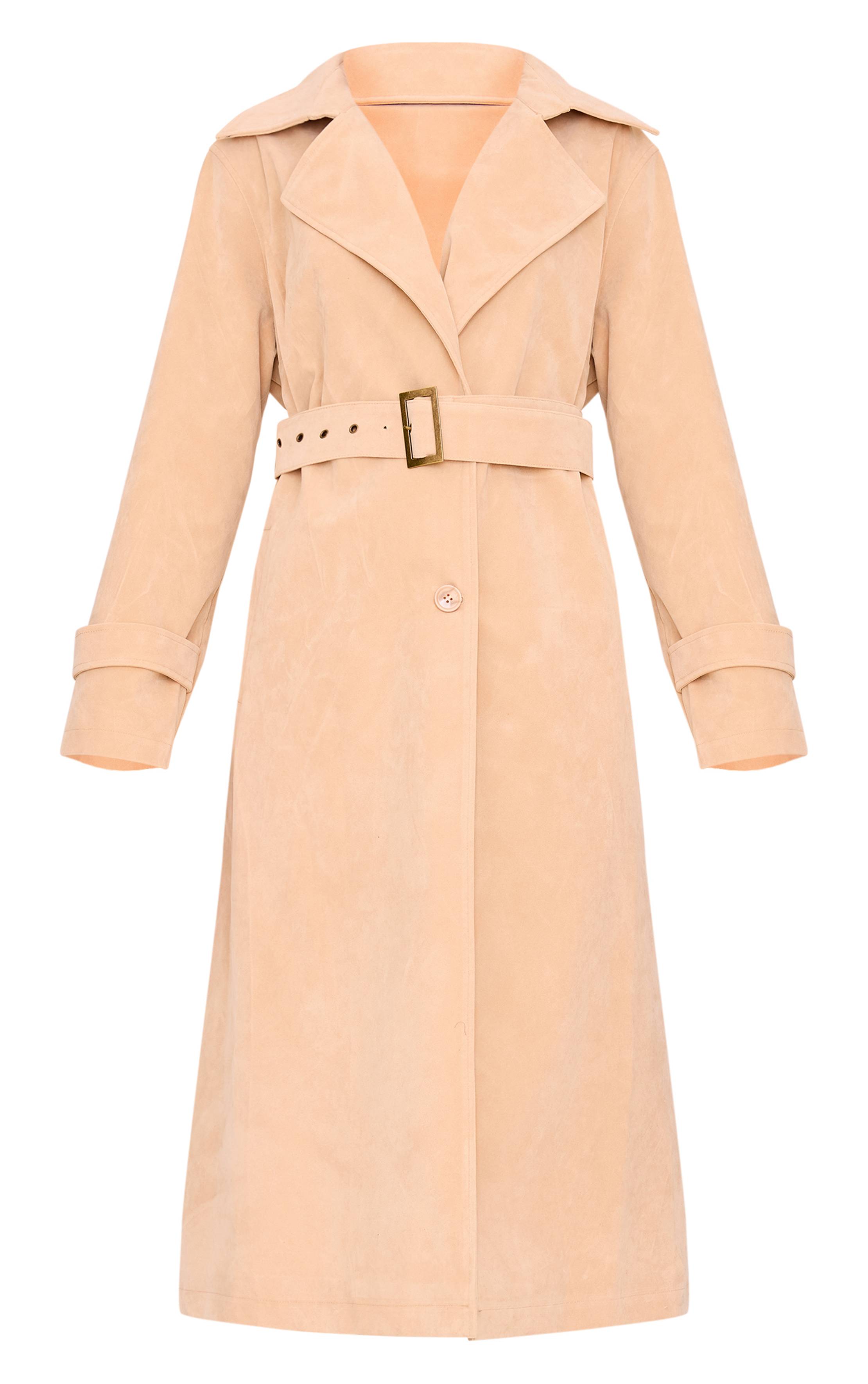 Gris Pierre Trench-coat En Faux Suède Avec Ceinture À Boucle