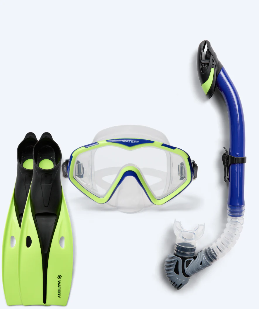 Watery snorkelsæt til voksne (fra 15 år) - Leach/Breeve - Blå/gul