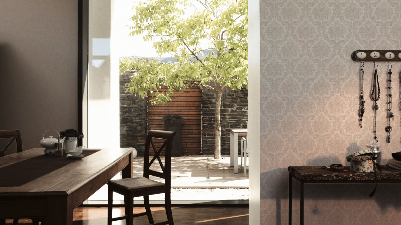 Vliestapete PARADISE GARDEN - beige-grau - 10 Meter