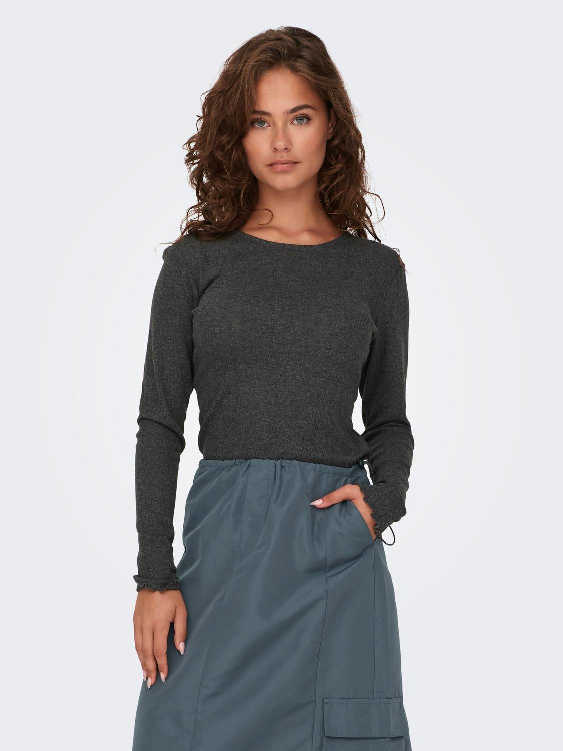 ONLCARLOTTA Top Dark Grey Melange