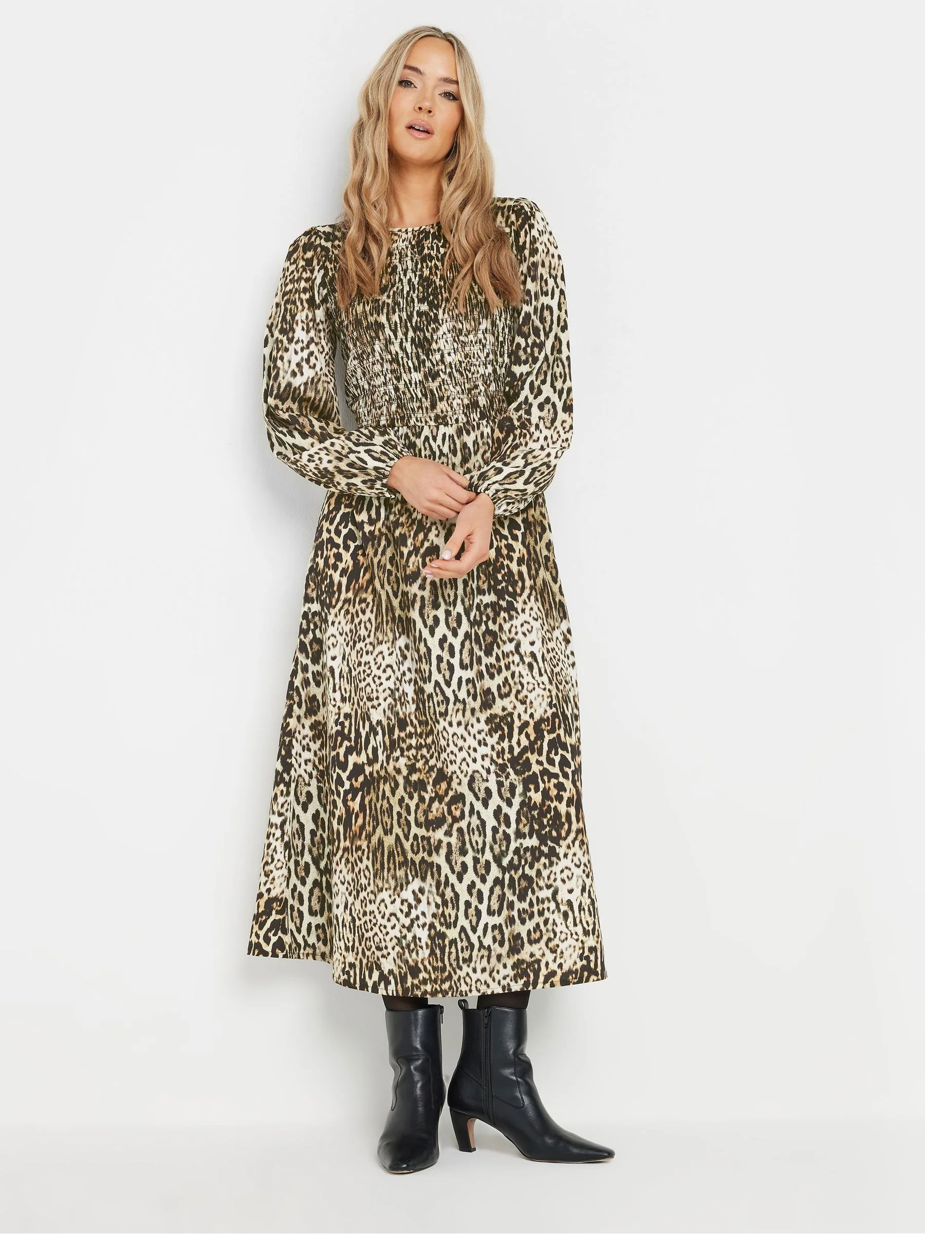 Long Tall Sally - Gerimpelde midaxi-jurk met dierenprint