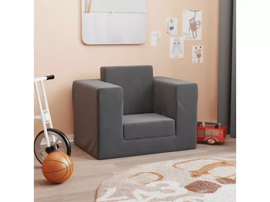 Canapé-lit pour enfants Anthracite Peluche douce