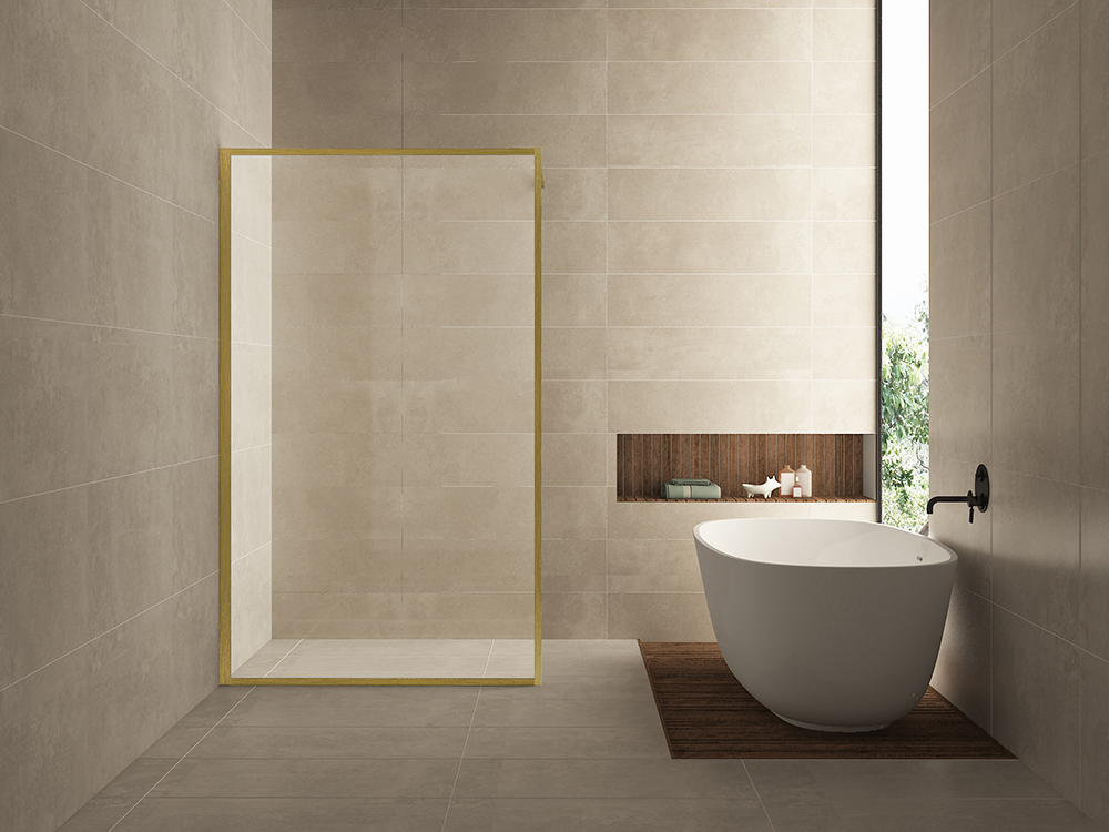 Mueller Square inloopdouche 90x200cm helder glas met nano-coating geborsteld messing
