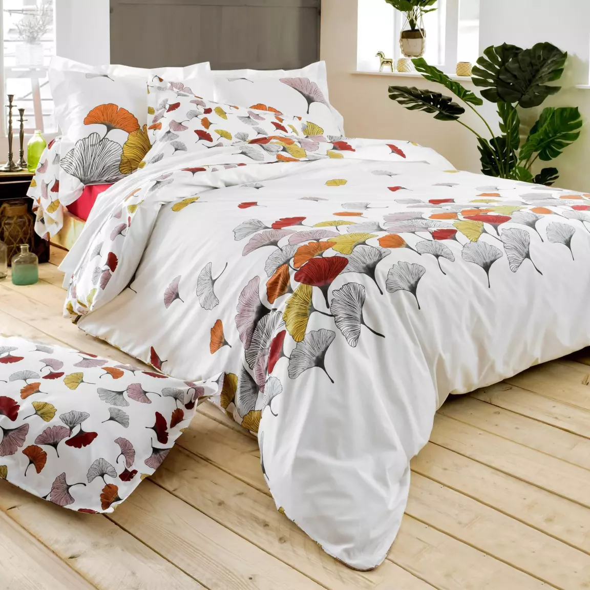 Taie d'oreiller rectangulaire percale de coton (50 x 70 cm) Ginkgo Multicolore